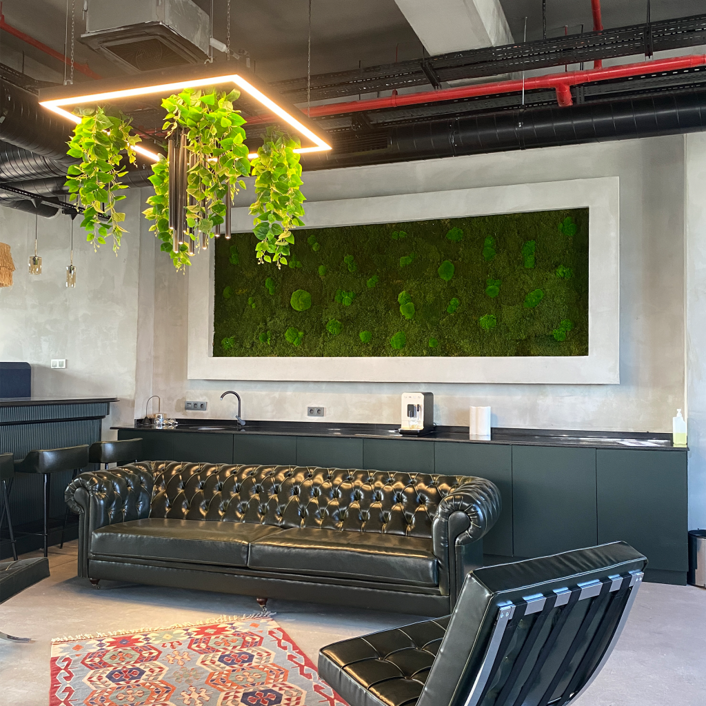 Lefaxx Tekstil kurumsal yosun duvar tasarımı.